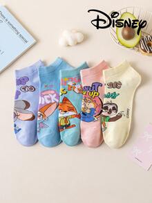 Disney 5/1 Pair Crazy Animal Women's Ankle Socks, Gift, Summer Socks, Cartoon Mickey Mouse Socks, Comfortable Breathable Fashion Women Socks, Novelty Socks - Multicolor - View 6