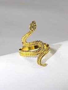 1件装 时尚夸张蛇形戒指（女士款） - 金黃色 - 查看 2