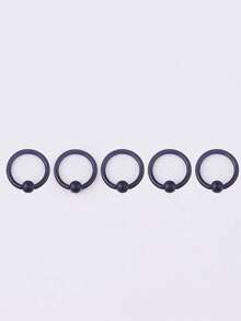 5 piezas Anillos de perforación de acero inoxidable 316L, versátiles para cartílago de la oreja, nariz, joyería de perforación corporal unisex - Multicolor - Ver 9