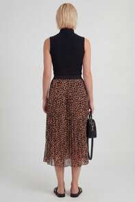 Naf Naf Black/Brown Pleated Skirt Jupes Maroon Stainless Steel - Maroon - View 2