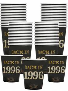 20 piezas/40 piezas/60 piezas Vasos vintage de 30 cumpleaños de 1996, vasos de fiesta dorados negros de 30 años de edad, decoraciones de 30 aniversario de cumpleaños, regalos para invitados masculinos y femeninos, suministros de 30 aniversario de boda - 1996 - Ver 1