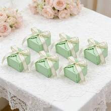 25PCS Spring Theme Small Candy Treat Paper Boxes With Ribbon Party Favour Cookie Gift Pakcgae Paper Box For Birthday Wedding Supplies - Multicolor - View 9