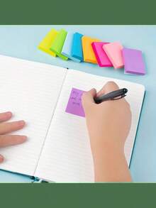 300Pcs Colorful Fluorescent Wood Sticky Notes - Highlighting Class Points, Office Reminders & Word Learning - Multicolor - View 6