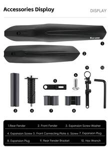 WEST BIKING 2PCS Bike Widened Mudguard Adjustable Detachable Wind Resistant MTB Rear Fenders Road Bike Removable Fender - Black - View 2