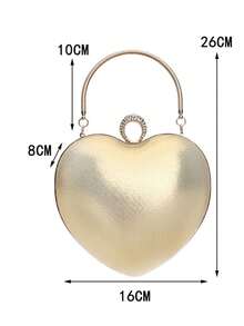 Silver Heart Design Women's Clutch Bag, Gold Glitter Rhinestone Heart Gift For Girlfriend/Wife, Evening Bag With Shoulder Strap Chain, Crossbody Wallet, Holiday Gift - Silver - View 3
