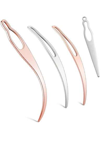 4 piezas Herramientas de bloqueo, Herramientas para dreadlocks, Ganchillo para dreadlocks para peinado, Aguja de gancho para mantenimiento de peinados, Herramientas para extensiones de cabello (plateado, oro rosa), Esenciales de viaje para peluquería, salón de belleza, productos para el cabello, cuidado del cabello, accesorios para el cabello, kit de herramientas para el cabello
