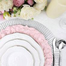 13\ Pink Charger Plates, Set Of 6 Plastic Textured Chargers For Dinner Plates With Embossed Rim, Table Décor, Party, Wedding, Holiday - FD08P - View 4