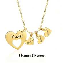 1pc Personalized Family Name Heart Necklace, Women's Mother's Gift, Customizable 1-10 Heart Shapes With Family Names Jewelry Gift, Suitable For Mother's Day, Valentine's Day, Graduation, Family Day, Wedding - Multicolor - View 8