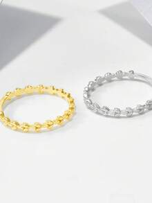 BALMORA 1款简约百搭的S925纯银树叶戒指橄榄枝花环戒指女士节日礼物日常百搭 - 金色 - 查看 5