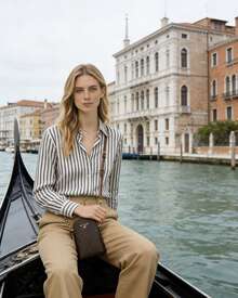 Michael Kors JET SET CHARM 女士斜挎包手提包小号托特包，配有可调节肩带 - 深棕色 - 查看 5