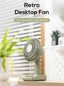 ViSSKO 5-Speed Retro Desk Fan | Unique Natural Wind Mode Simulates Outdoor Feeling, Adjustable Tilt Angle, Quiet Operation 0.2-0.9A, A Silent & Cooling Companion For Study Room & Office - Multicolor - View 4
