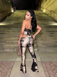Autumn New European And American Popular Fashion Sexy V-Neck Neck Sleeveless Hollow  Jumpsuit Trousers - 黑色 - 查看 3