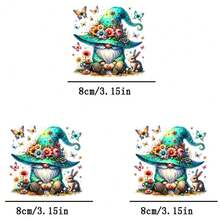 3片绿色矮人图案热转印贴片，可熨烫可水洗，适用于T恤、牛仔裤、毛衣、手提包、枕头、靠垫等。 - 3PCS-S - 查看 1