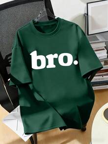 Personalized Letter Print T-Shirt For Teenage Boys, Children Casual Loose Fit Short Sleeve Tee, Round Neck Tops - Perfect Summer Gift For School And Outdoor, Suitable For Spring/Summer - Dark Green - View 1