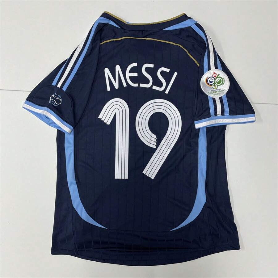 2006 World Cup Argentina Away Dark Blue/Light Blue Soccer Jersey, #19 Vintage Soccer Jersey, Unisex Retro Streetwear, Perfect Gifts, Sports Top, Athletic Wear - 預設 - 查看 1