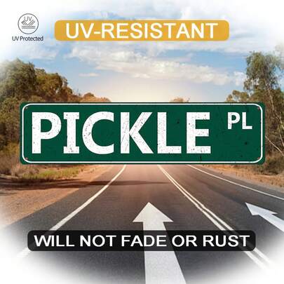 4x16 Inch Metal "Pickles" Sign, Suitable For Wall Decor In Home, Kitchen, Bar, Man Cave, Garage, Displaying Humorous And Unique Wall Art In Household, Restaurant, Sports Bar, Pub