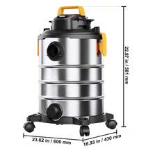 Stainless Steel Wet Dry Shop Vacuum, 8 Gallon 6 Peak Horsepower Wet/Dry Vac, Powerful Suction With Blower Function W/ Attachment 2-In-1 Crevice Nozzle, Small Shop Vac Perfect For Carpet Debris, Pet Hair - 銀色 - 查看 10