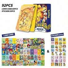 60张卡片+32张贴纸，包括VstarVmax、GX限定CSR、闪光彩虹阿尔宙斯、喷火龙闪卡 - 彩色 - 查看 5