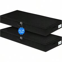 jjytContenedores de almacenamiento para debao de la cama de perfil bao debao de la cama organizador de almacenamiento de ropa de 4.5 pulgadas de o con lado e infer rigido gado y pocoAlmacenamiento bajo la cama - NEGRO 2 PIEZAS - Ver 1