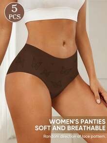 MIOTAN 5pcs/Pack Women's Low Waist Seamless Breathable Printed Sexy Panties - Multicolor - View 7