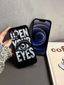 Diseño "Abre tus Ojos". Esta elegante funda es compatible con los modelos  17, 16, 15, 14 Pro Max, 13, 12, 11, XR y XS Plus. Fabricada en silicona TPU, ofrece protección contra golpes y caídas, además de una sensación superior. Es un regalo ideal para familiares, amigos y seres queridos, y una opción perfecta para San Valentín.fundas para ,fundas,accesorios para celular,fundas para celular,fundas para  13,funda  13,funda  16,funda  17 pro max,funda  15,fundas para  16,fundas  11,fundas - Negro - Ver 4