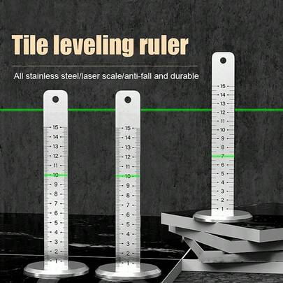 1PC Stainless Steel Double-Side Equal Height Horizontals Positioning Ruler Tile Laying Horizontals Line Ling Tool