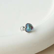 心形月光石钛钢外螺纹舌钉，独特心形舌环 - 愛心月光石 舌釘 - 查看 4