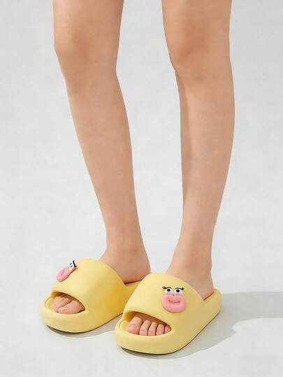 Divertidas chanclas de plataforma con diseño de labios de dibujos animados y nubes para mujeres y hombres, hechas de EVA antideslizante para ducha y baño, sandalias abiertas y originales, ligeras y cómodas con suela gruesa y acolchada para usar en interiores, exteriores, playa y piscina en verano