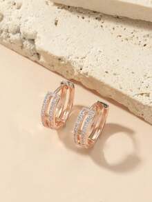 2件套优雅钻石耳环，简约风格，适合日常约会、婚礼等场合佩戴。 - 彩色 - 查看 4