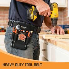 TKIGZNW 工具腰包，7 个口袋，可调节腰带 - 黑色 - 查看 6