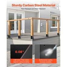4x4 Post Base 10 Pcs, Inner Size 3.6x3.6 Inch / 91.44x91.44 Mm Post Brackets, Heavy Duty Carbon Steel Decking Posts, Wood Posts Brackets For Pavilion Deck Railing Support Deck Base Plate, Black - Post Base 2.0mm Thick 4x4 Inch (10 Pcs) - View 4