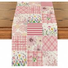 1 pieza Camino de mesa con patrón de tulipán y dalia rosa primaveral, decoración de mesa de cocina y comedor para fiestas en el hogar - Rosa - Ver 1