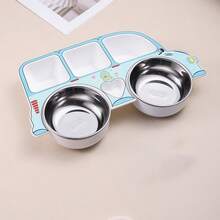 1pc Stainless Steel Cartoon Car Shaped Kids Divided Plate, Baby Feeding Bowl - Multicolor - View 9