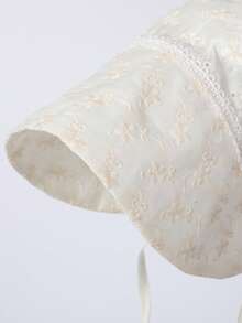 TUTUYA Sombrero de princesa para bebé, gorra de bebé de material suave y transpirable, sombrero de sol con ala ancha bordado en 3D, sombrero pequeño y ligero - Beis - Ver 17