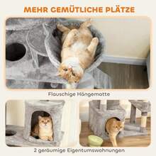 Katzenkratzbaum, 170, Tunnel, Höhlen, Große Basis, Sisalpfosten, Hellgrau On-Site - 1 - View 2