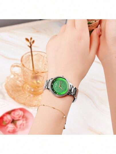 Seiko Reloj de cuarzo para mujer con rhinestones, reloj de verano minimalista casual, esfera de cristal, resistente al agua 50M, elegante y de moda, adecuado para uso diario de la mujer, regalo de cumpleaños, aniversario, Día de San Valentín