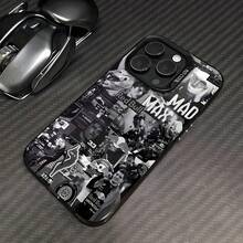 Funda para teléfono Racing Glory Collage Compatible con fundas para teléfonos   17  16 Pro Max  15 Pro Max  13 y  12 Acabado plateado premium hecho de material de TPU que brinda protección contra golpes y caídas Un regalo fantástico para entusiastas del automovilismo, amigos, familias y ocasiones especiales - Negro - Ver 3