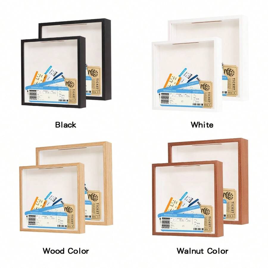 1个多尺寸(15x15/20x20/29x29厘米)黑/白PVC材质3D立体相框,用于存放旅行纪念品、照片,也可作为旅行纪念品收纳盒、登机牌/门票收纳盒、装饰收纳盒、票务整理盒和旅行剪贴簿使用,是完美的圣诞节/周年纪念日/生日礼物(家居装饰及节日聚会纪念品)。 - 彩色 - 查看 1