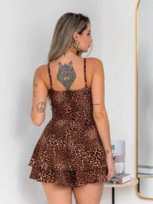 Basic Printed Jumpsuit With Padded Cups - Duna Premium - Leopard Print - View 2