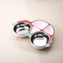 1pc Stainless Steel Cartoon Car Shaped Kids Divided Plate, Baby Feeding Bowl - Multicolor - View 10