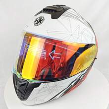 Futuristic Geometric Pattern Flip-Up Motorcycle Helmet, Dual Lens Anti-UV Anti-Fog, Street Fashion Bike Helmet, Personalized Flame Graphic, Ventilated - Flame - View 6