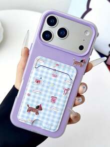 1个紫色果冻二合一可爱小狗手机壳，带卡槽，兼容 11/12/13/14/15/16/17/PROMAX - 紫色 - 查看 2