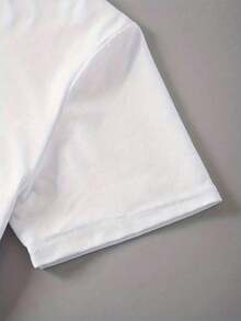 [Mushroom Print Tee] Casual Mushroom Print T-Shirt - Round Neck Short Sleeves Slight Stretch Tee For Women - White - View 7