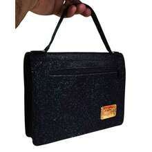 Black Glitter Bible Cover With Medium Handle, Zipper, And External Pocket - M - Xem 4