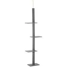 Height Adjustable Cat Tree (228-260 Cm), Ceiling Height, Grey, For Active Play And Relaxation. - Light Grey - View 1