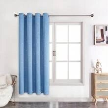 1pc Blackout Curtain, Room Darkening Curtain For Children, Suitable For Bedroom, Thermal Insulated Silver Star Pattern Blackout Curtain For Living Room, Navy Blue, Gray, Navy Blue, Pink, Blue, Adorable Kids Room Curtain - Sky Blue - View 16