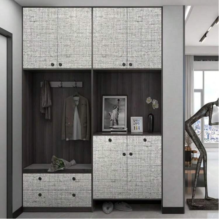 1 Roll Of Linen Texture Straw Wallpaper, Instant Peeling And Pasting Contact Paper, Self-Adhesive Movable Wallpaper, Waterproof Fabric Texture Wallpaper, Suitable For Bedrooms, Cabinets, Living Rooms, Bathrooms, Kitchens-Modern Farmhouses, Home Decoration, DIY Lovers - Grey - View 10