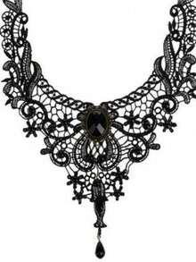 Gothic Style Lace Choker Necklace, Exaggerated Design Women Black Collar Necklace - Picture Color - View 1