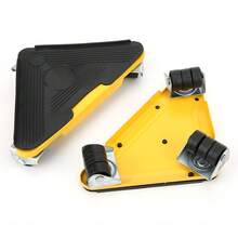 Kit de movimiento portátil con ruedas triangulares omnidireccionales, juego de 5 piezas para transportar muebles pesados - Amarillo - Ver 3