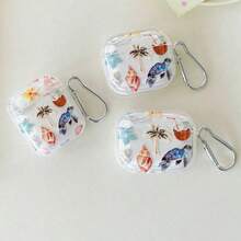 Coconut Island Sea Turtle Design Earphone Case, Transparent Refreshing Earphone Cover, Earphone Anti-Drop Shell, Suitable Compatible With Apple Bluetooth Earphone Protective Case - Clear - View 1